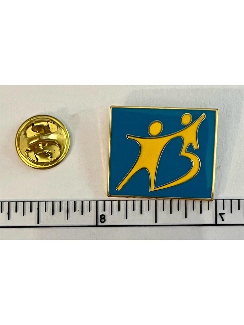 Big Brothers Big Sisters Lapel Pin Blue Enamel Gold Tone Square Logo